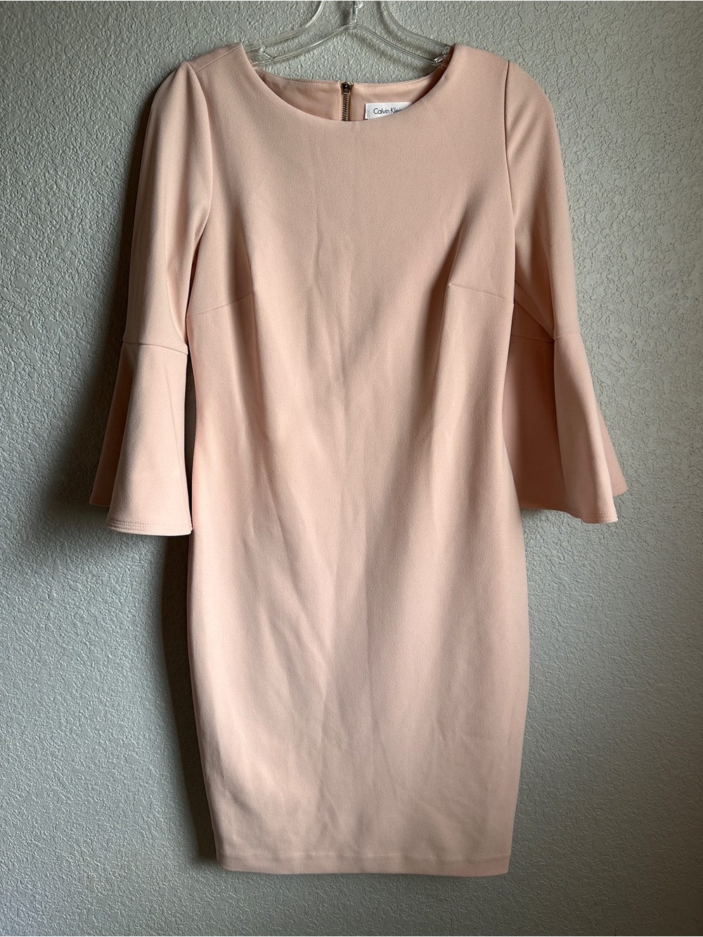 Calvin Klein Light Blush Bell-Sleeve Sheath Dress